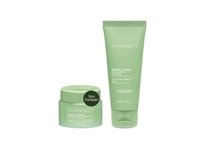 Farmacy Gentle Creamy Cleanser +Cleansing Balm Set, Green Clean, 1.7 fl oz/50 mL