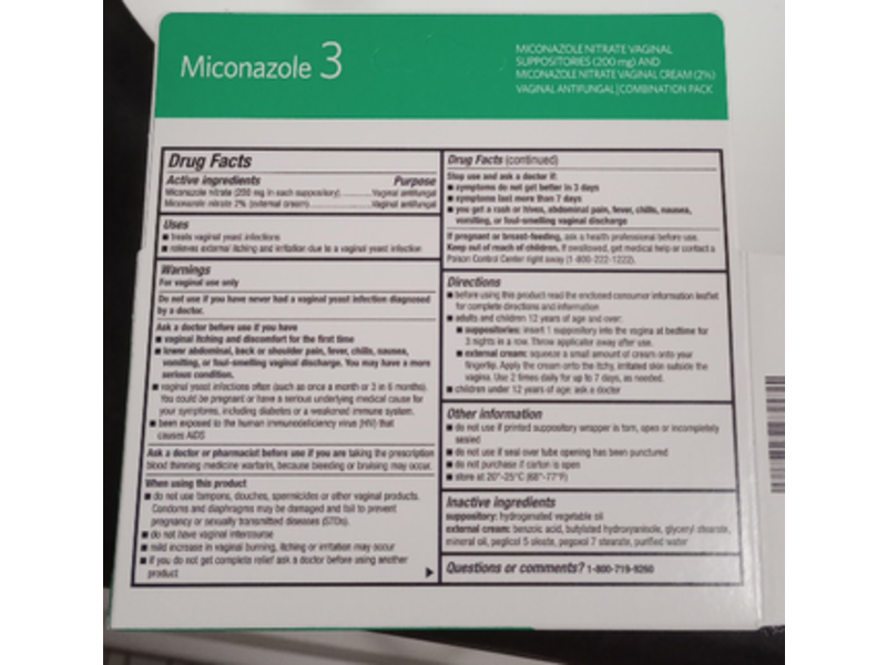 Signature Care Miconazole 3 Vaginal Antifungal Combination Pack