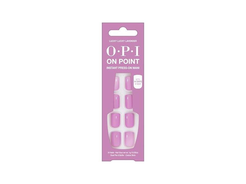 O.P.I On Point Instant Press On Mani, Lucky Lucky Lavender, 24 Count