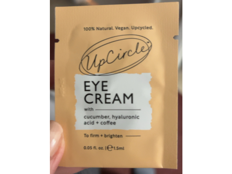 Upcircle Eye Cream, Cucumber + Hyaluronic Acid & Coffee, 0.05 fl oz/1.5 mL