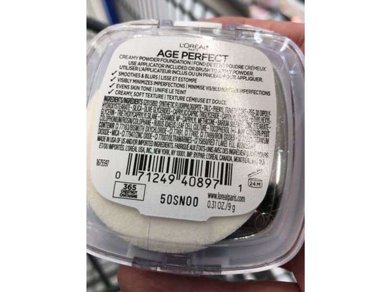 L'Oreal Paris Age Perfect Creamy Powder Foundation Compact, 365 Chestnut, 0.31 oz/9 g