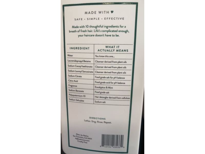 Native Shampoo & Conditioner, Eucalyptus & Mint, 16.5 fl oz/487 mL