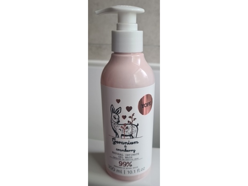 Yope Natural Intimate Gel Wash, Geranium & Cranberry, 10.1 fl oz/300 mL