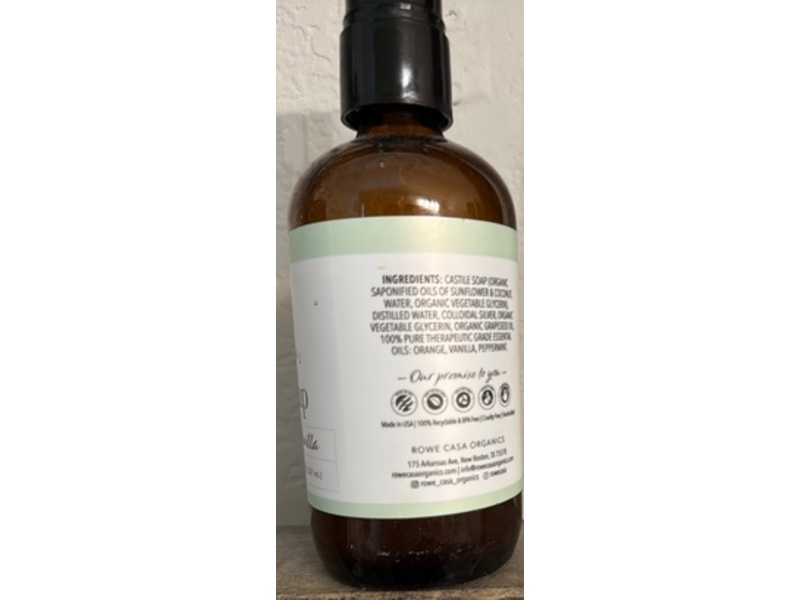 All Natural Hand Soap, Peppermint + Vanilla, 8 fl oz/237 mL