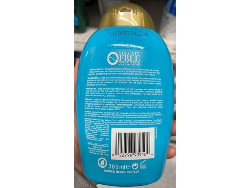 Ogx Extra Strength Hydrate + Repair Shampoo, Argan oil Morocco, 13 fl oz/385 mL
