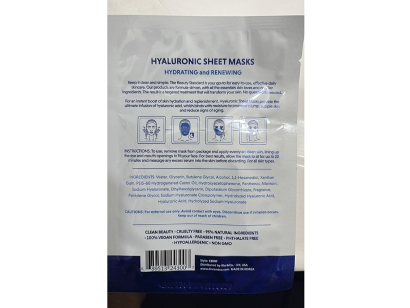 The Beauty Standard Hyaluronic Acid Sheet Face Mask, 0.74 oz/21 g