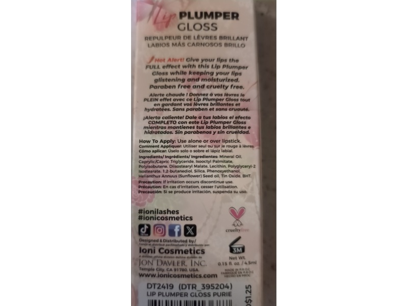 Ioni Lip Plumper Gloss, Hot Alert, 0.15 fl oz/4.5 mL