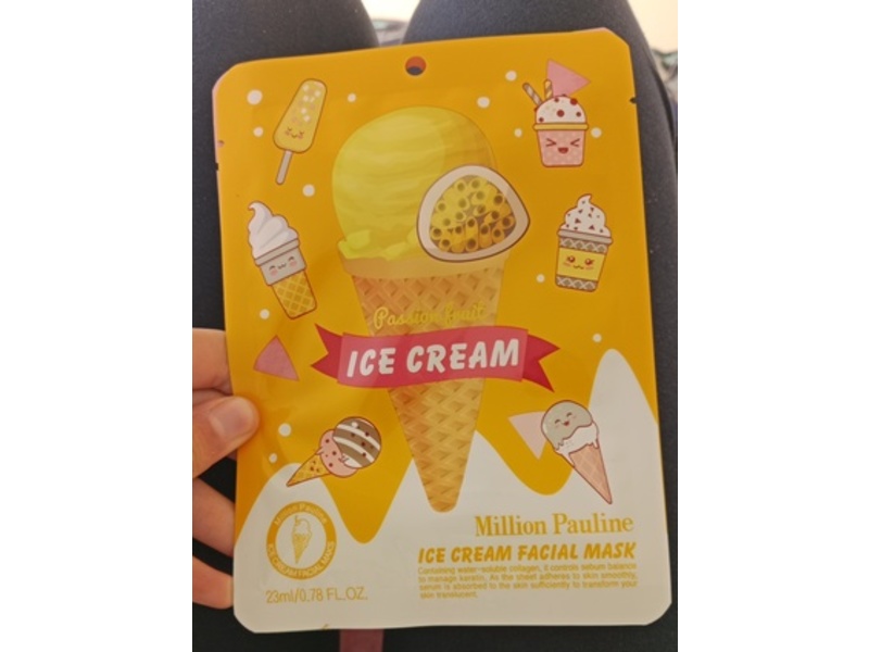 Million Pauline Ice Cream Facial Mask, Passion Fruit, 0.78 fl oz/23 mL