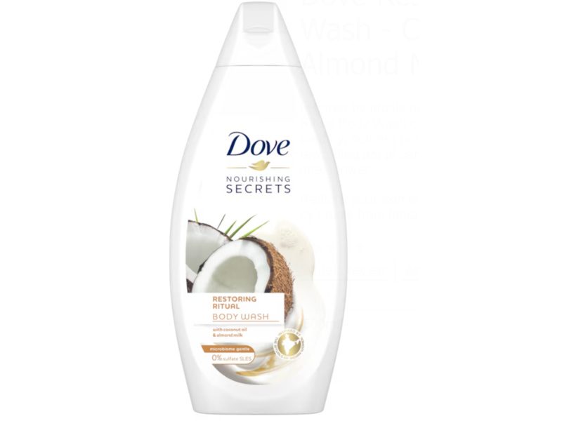 Dove Restoring Ritual Body Wash, Coconut Oil & Almond Milk,16.9 fl oz/500 mL