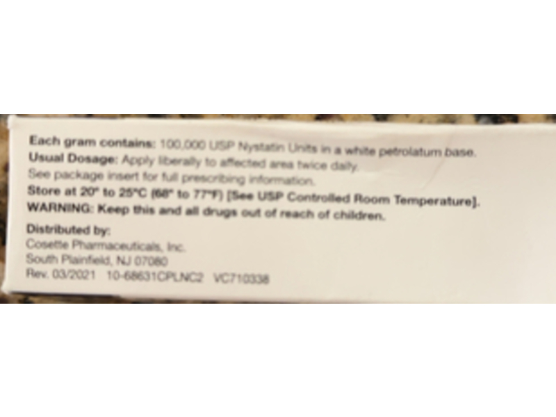 Nystatin Ointment, 100,000 USP units/g, Cosette Pharmaceuticals (Rx)