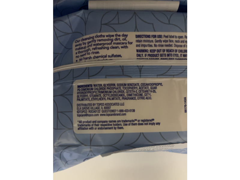 TopCare Makeup Remover & Cleansing Cloths, 25 Count