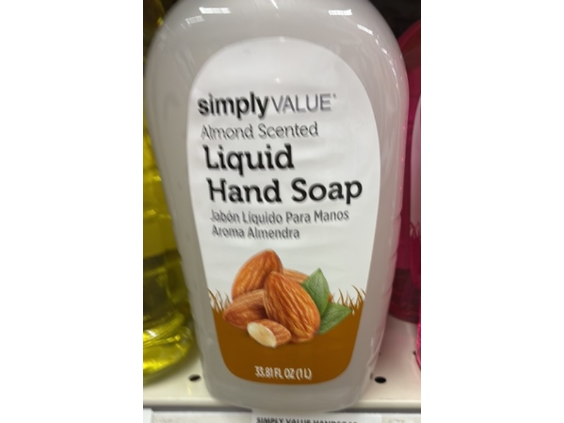 Simply Value Liquid Hand Soap, Almond Scented, 33.8 fl oz/1 L