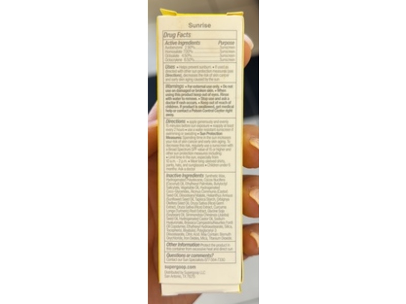 Supergoop Glow Sunlighter Sunscreen Stick, Sunrise, SPF 45 PA+++, 0.35 oz/10 g