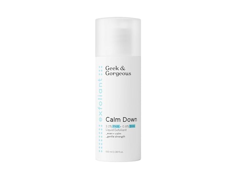 Geek & Gorgeous Calm Down Liquid Exfoliant, 3.2% PHA + 0.8% BHA, 3.38 fl oz/100 mL