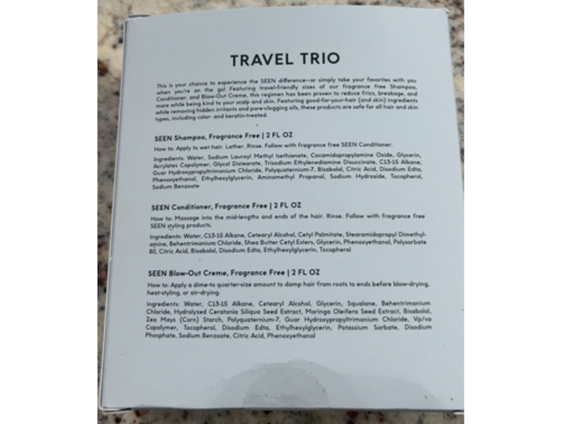 SEEN Shampoo, Conditioner & Blow-Out Cream Trio, Fragrance Free, 3-2 fl oz (6 oz)