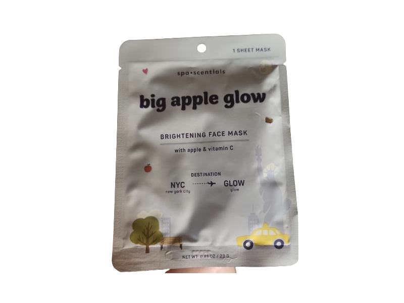 Spa Scentials Brightening Face Sheet Mask, Big Apple Glow, 0.81 oz/23 g