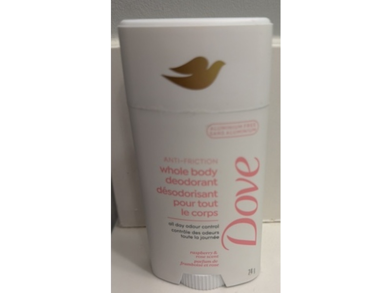 Dove Anti-Friction Whole Body Deodorant, Raspberry & Rose Scent, 74 g