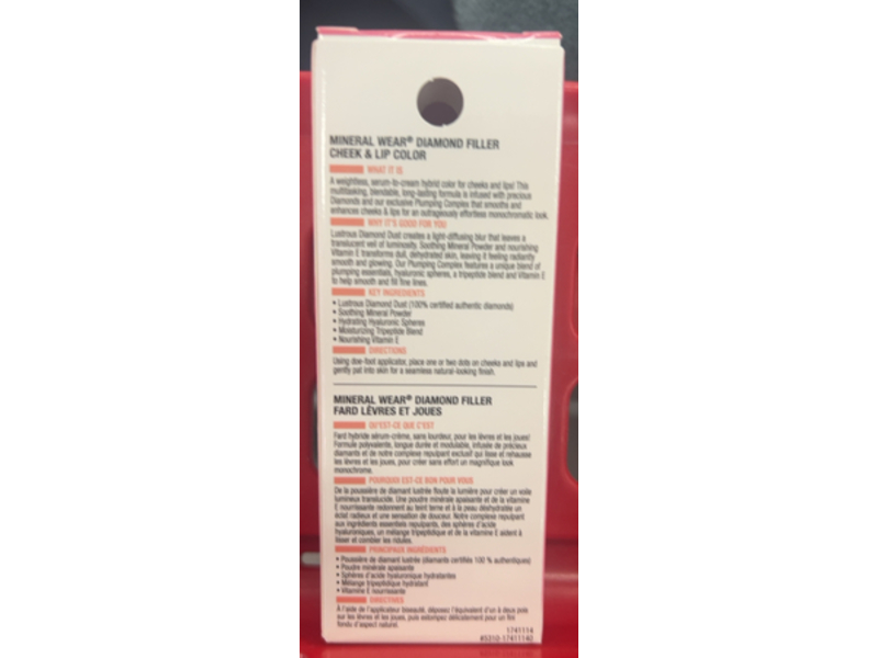 Physicians Formula Mineral Wear Diamond Filler Cheek & Lip Color, Radiant Pink, 0.24 fl oz/7.3 mL