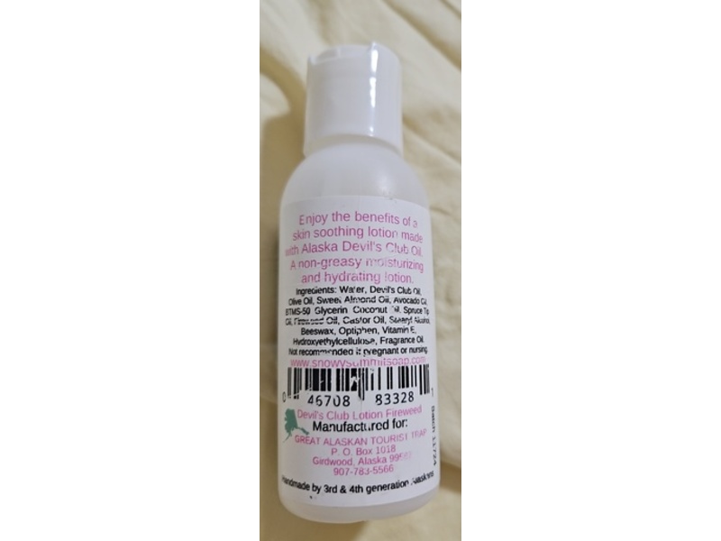 Snowy Summit Alaska Devil's Club Lotion, Fireweed, 3 fl oz/88.7 mL