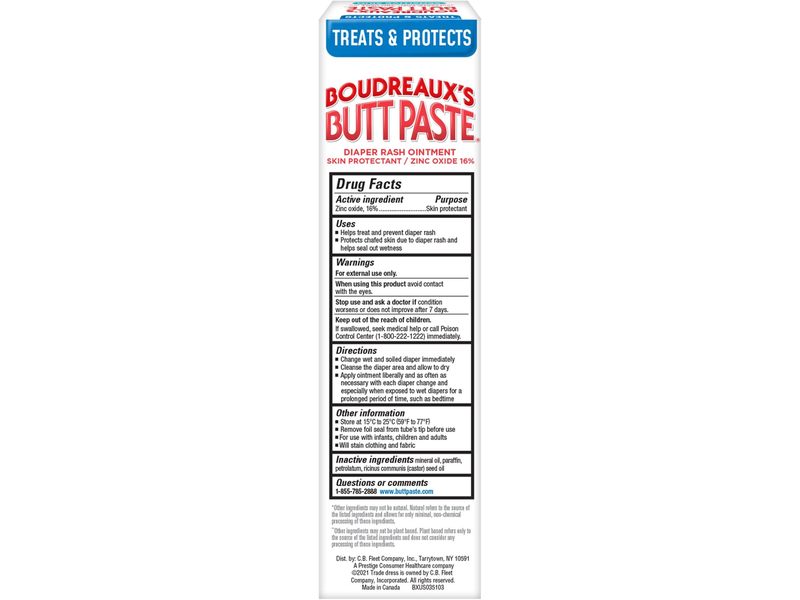 Boudreaux's Butt Paste Diaper Rash Cream, Sensitive Skin, 4 fl oz/113 g