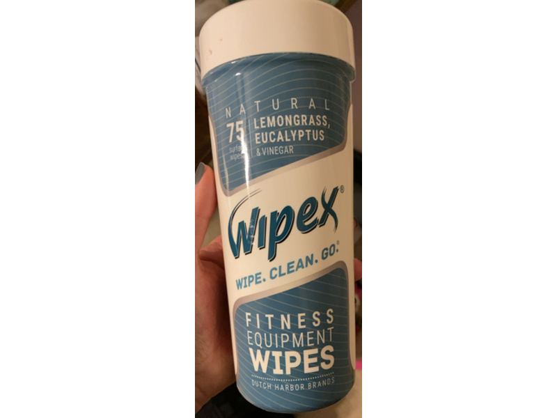 Wipex Fitness Equipment Wipes, Lemongrass + Eucalyptus & Vinegar, 75 Count