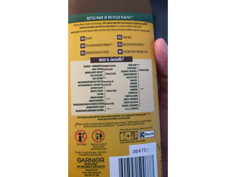 Garnier Ultimate Blends Smoothing Hair Food Shampoo, Coconut & Macadamia, 530 mL