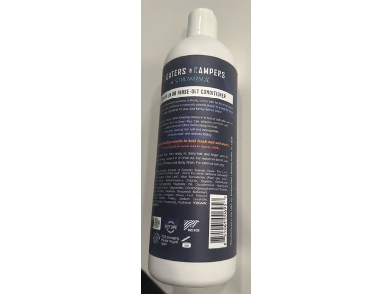 Stream 2 Sea Boaters & Campers Conditioner, Leave-In Or Rinse-Out, 16 fl oz/500 mL