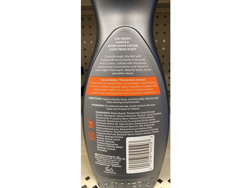 Palmer's Cocoa Butter Formula Men 3-In-1 Lotion, Vitami E, Light Fresh Scent, 20 fl oz/591 mL