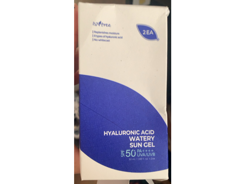 Isntree Hyaluronic Acid Watery Sun Gel, SPF 50 PA++++, 1.69 fl oz/50 mL, Pack Of 2