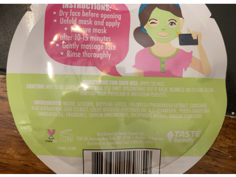Taste Beauty Face Mask, Kiwi Scented, 0.67 fl oz/20 mL