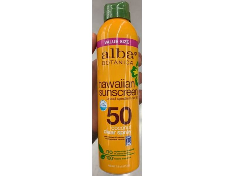 Alba Botanica Hawaiian Sunscreen Coconut Clear Spray, SPF 50, 7.5 oz / 213 g