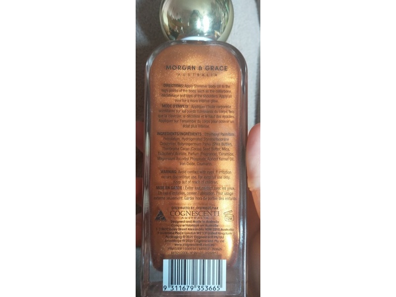 Morgan & Grace Self Love Amour Desoi Bronze Shimmer Body Oil, Caramel + Vanilla, 3.38 fl oz/100 mL