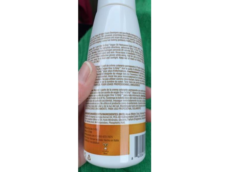 One 'n Only Hair Color Cream Developer, 20 Volume, Argan Oil, 6 fl oz/175 mL