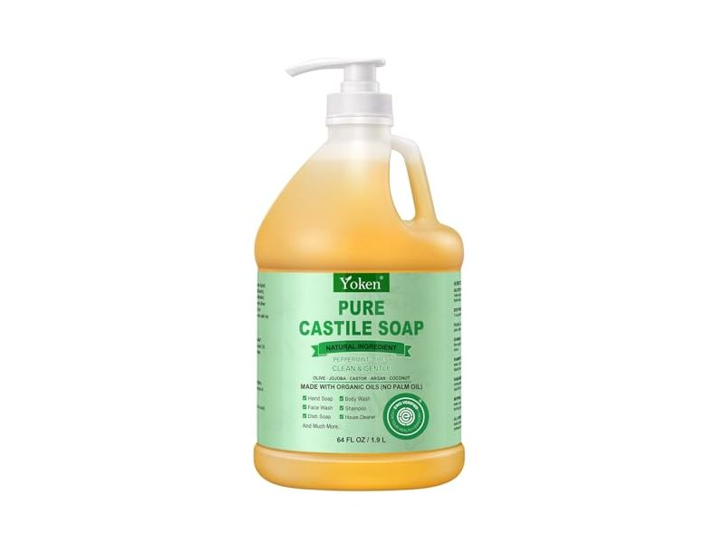 Yoken Clean & Gentle Pure Castile Soap, Peppermint, 64 fl oz/1.9 L