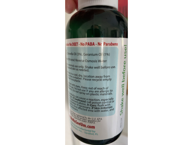 No-See-Um All Natural No Deet Insect Repellent Spray, 4 fl oz/1.20 mL