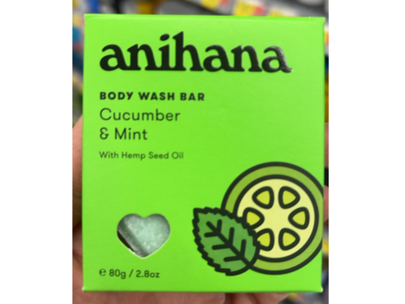 Anihana Body Wash Bar, Cucumber & Mint, 2.8 oz/80 g