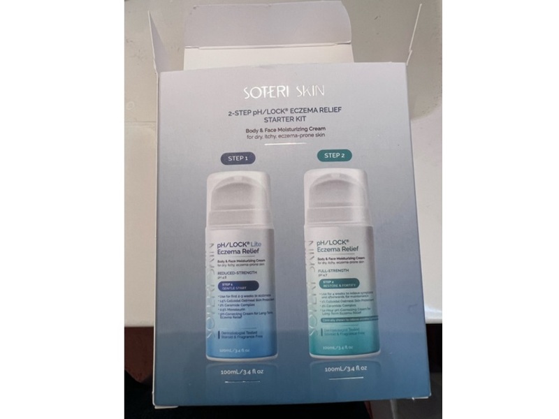 Soteri Skin 2-Step pH/Lock Eczema Relief Body & Face Moisturizing Cream Starter Kit, 3.4 fl oz/100 mL