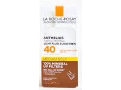 La Roche-Posay Anthelios Tinted Mineral Light Fluid Sunscreen, Medium Deep, SPF 40, 0.17 fl oz/5 mL