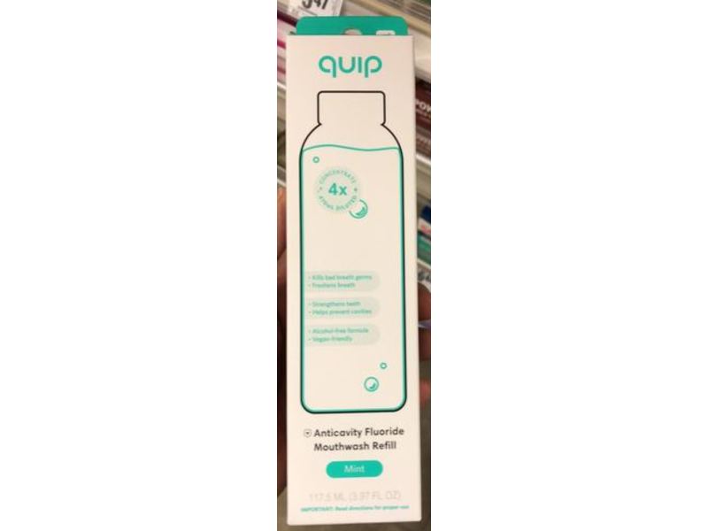 Quip Anticavity Fluoride Mouthwash Refill, Mint, 3.97 fl oz/117.5 mL