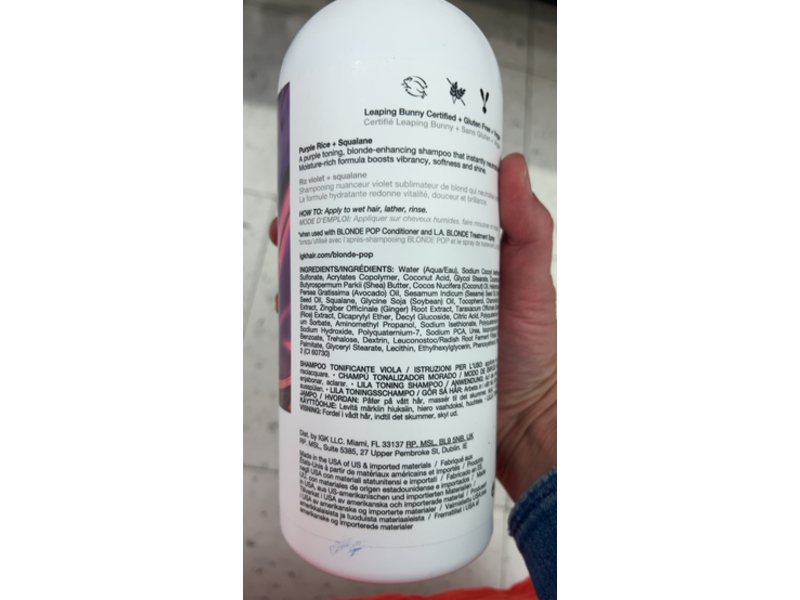 Igk Blonde Pop Purple Toning Shampoo, 33.8 fl oz/1000 mL