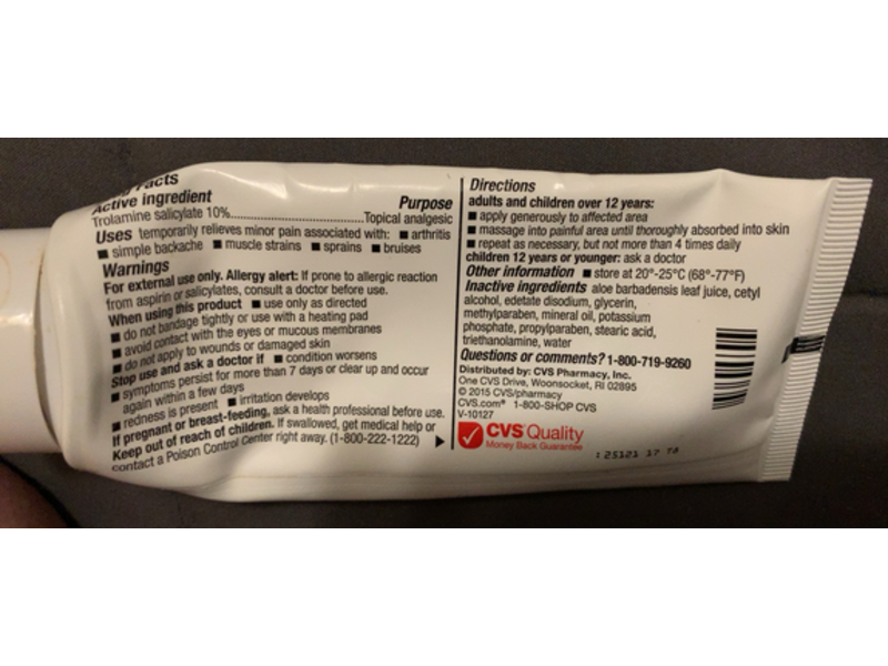 CVS Health Arthritis Pain Relieving Cream, Aloe, 3 oz/85 g