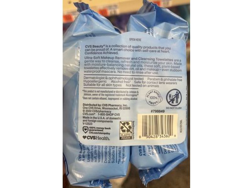 CVS Health Ultra-Soft Makeup Remover & Cleaning Towelettes, Pack Of 2