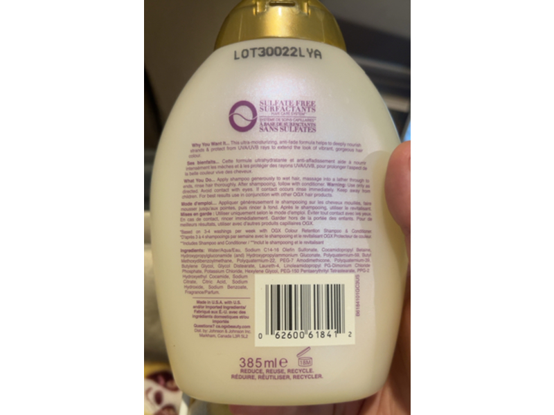 Ogx Vibrant Color Vibes Strengthening & Colour Retention Shampoo, 13 fl oz/385 mL