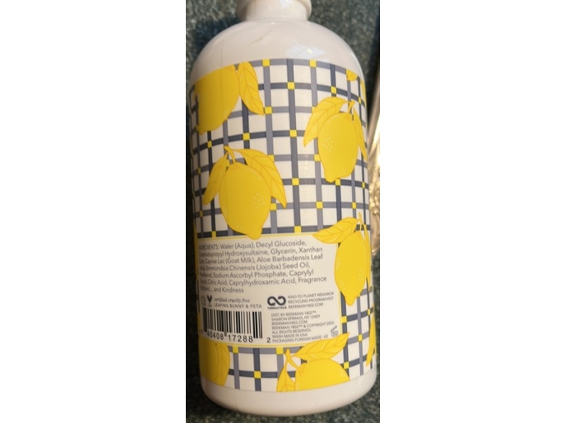 Beekman 1802 Goat Milk Hand & Body Wash, Sunshine Lemon, 12.5 fl oz/370 mL