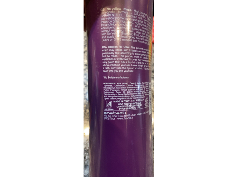 Fanola Free No Yellow Mask, 33.8 fl oz/1000 mL