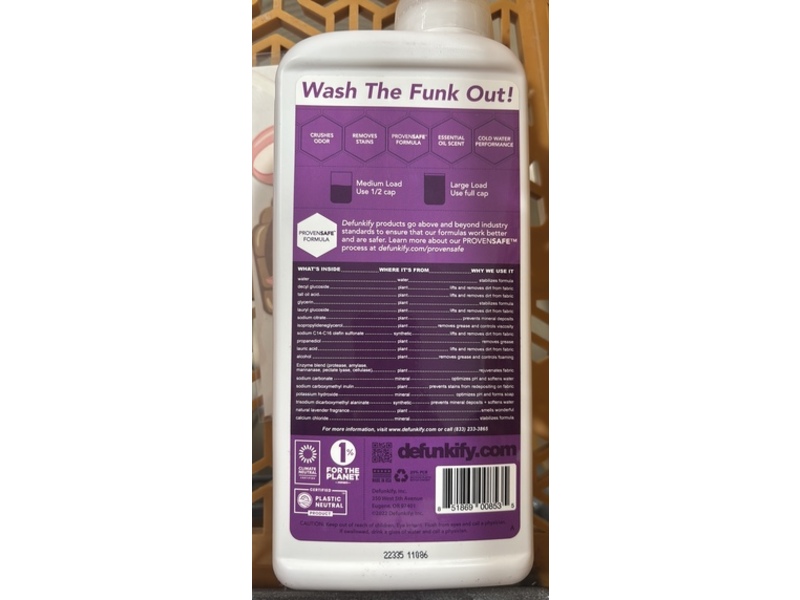Defunkify Liquid Laundry Detergent, Lavender, 62 Loads, 37.7 fl oz/1116 mL