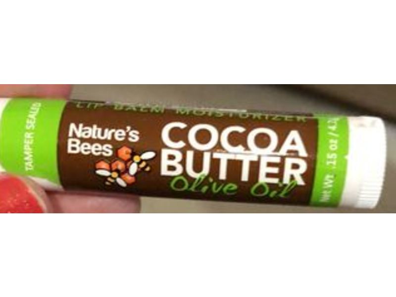 Nature's Bees Cocoa Butter Lip Balm Moisturizer, Olive Oil, Shea Butter, 0.15 oz/4.2 g