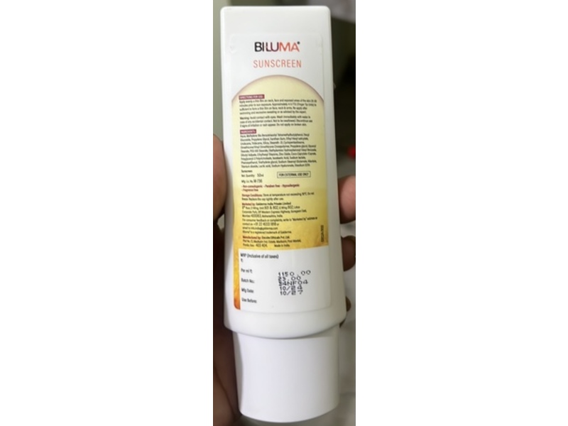 Biluma Sunscreen, SPF 50 PA++++, 50 mL