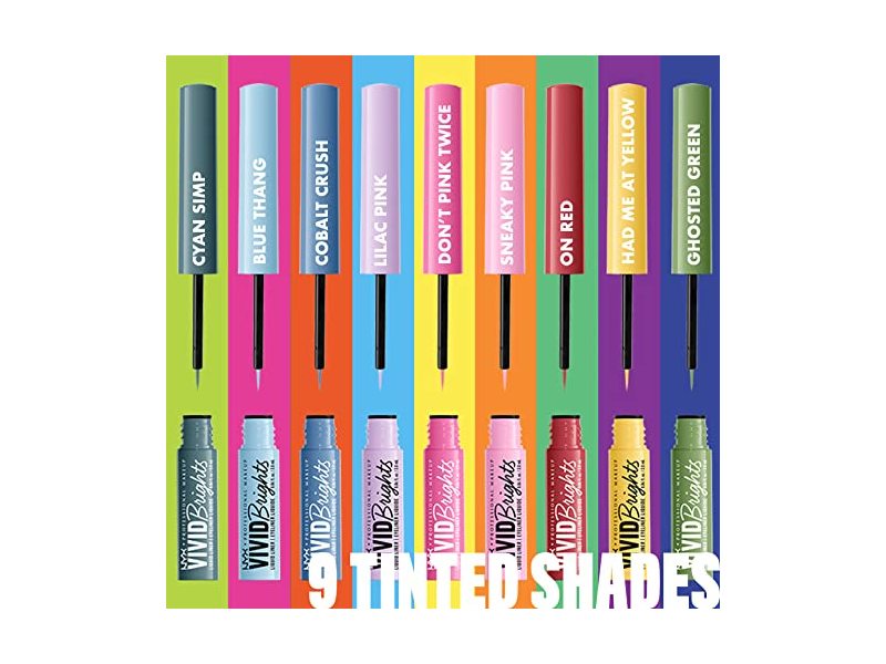 NYX Vivid Brights Liquid Liner, Sneaky Pink, 0.06 fl oz/2.0 mL