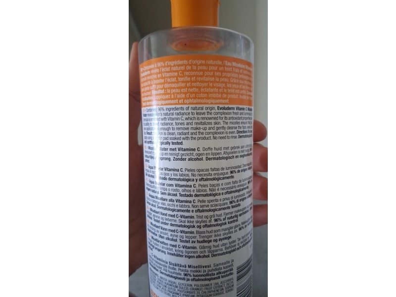 Evoluderm Eau Vitamin C Micellaire Water, Orange Extract, 16.9 fl oz/500 mL